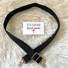 ハンドメイド 黒 ナイロンショルダーストラップ金