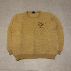 Vintage 花モチーフ ニットセーター ワッフル編み