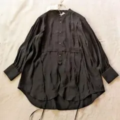 美品✨アクータ ブラウス シャツ ゆったり バンドカラー　シフォン　とろみ