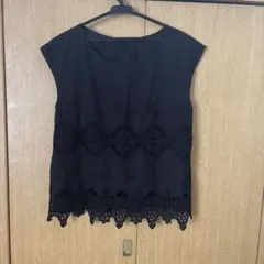 レース刺繍 ブラウス ブラックのサムネイル