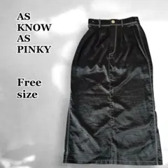 アズノゥアズピンキー バックスリット ロングスカート F 黒 光沢感 ステッチのサムネイル