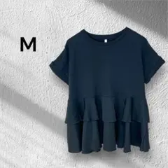 アダプトリテイリング　ペプラムコットンブラウス　フレアデザイン　ラウンドネック