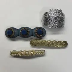 バレッタ　装飾　シルバー　ゴールド　結婚式　成人式　お呼ばれ　パーティ　レトロ