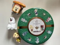 GODIVA チョコレート缶（空き缶）とフィギュア3体セット