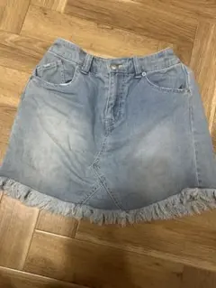 フリンジ付きライトブルーミニスカート