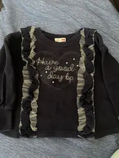 KP ニットプランナー定価約7500円 黒いフリル付きトレーナー 100cm