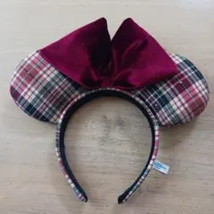 ディズニーリゾート　カチューシャ　赤チェック