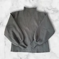 【冬ニット】レディース　ニット　長袖　ネイビー　トップス