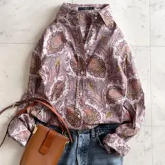 美品 エトロ ペイズリー柄 コットン混 レギュラーカラーシャツ◆38