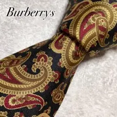 未使用に近い　Burberrys ネクタイ　ペイズリー柄　イギリス製　ブラック