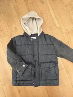ザラキッズ　デニム×ブラック　フード付ダウンジャケット