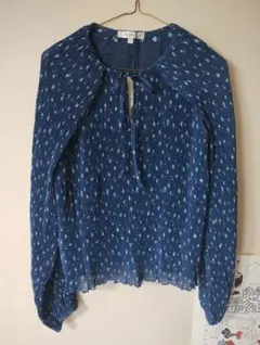 MOUSSY/ネイビー 花柄 ブラウス 長袖