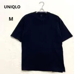 ユニクロ UNIQLO エアリズム コットン Vネック黒 M 半袖Tシャツ