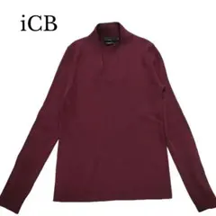 iCB オンワード樫山　ワインレッド Vネックニット 長袖 サイズS 毛100％
