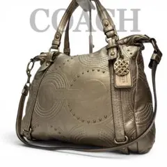 COACH 15276 2WAY レザー ショルダーバッグ ゴールド A4収納可