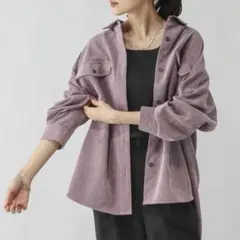 グローバルワーク イージーケアコーデュロイシャツ ラベンダー L