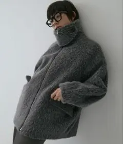 STUDIOUS　スタンドカラーシャギーミドルコートのサムネイル