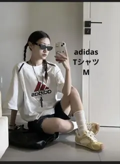 adidas ラグランスリーブ 半袖Tシャツ M