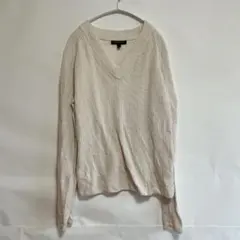 バナナリパブリック ウール混 Vネック リブニット セーター アイボリー XS