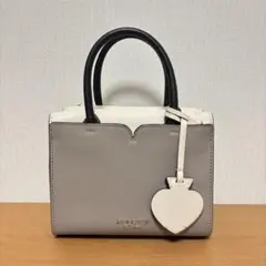 【美品】kate spade 2way ミニトートバッグ グレー×アイボリー