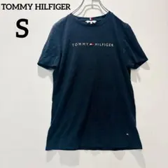 【トミーヒルフィガー】半袖Tシャツ 綿100% ロゴ付き ネイビー Sサイズ