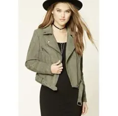 Forever 21 オリーブグリーン ライダースジャケット Sのサムネイル