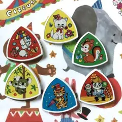 昭和レトロバッジ　ビッグ三角型動物　　バッジ　6個セット　N o 1 匿名配送