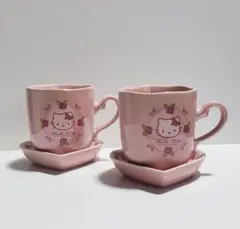 ハローキティ♥ マグカップ＆受け皿セット　2点 バラ ピンク