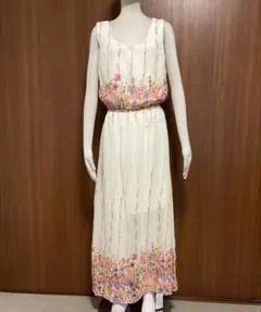 フラワープリント ノースリーブ マキシドレス　新品未使用