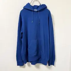 GU 裏起毛パーカー XL ブルー プルオーバー フーディ オーバーサイズ