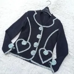 ●美品●　ノコオーノ　プリーツ　ジャケット　花　コサージュ　スパンコール　ハート