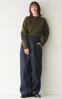 soglia エルボーパッチ ニット ベージュ