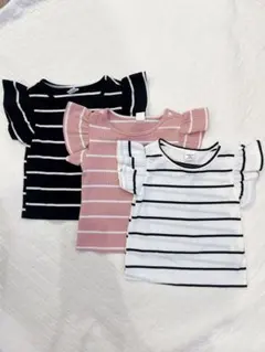 SHEIN フリル袖 ボーダーTシャツ 3枚セットのサムネイル