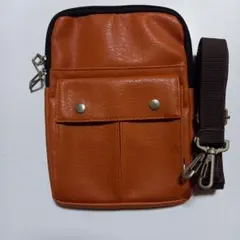 オレンジ 合成皮革 ショルダーバッグ