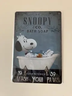 スヌーピー BATH SOAP メタルプレート ブリキ看板