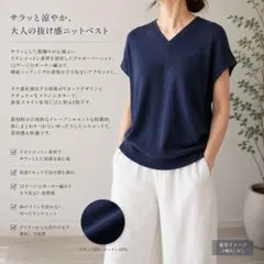 LACOSTEラコステ リネンコットンニットVネックプルオーバー 38のサムネイル