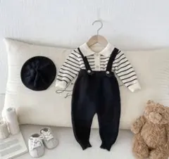ボーダーニットセットアップ 韓国 ベビー服 3点セット