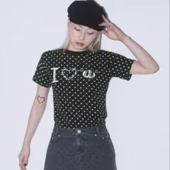 Heart Tattoo ドット柄 Tシャツ ブラック