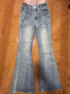 フレアデニムパンツ ライトブルー