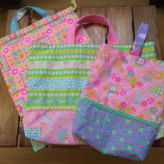 セ1　入園入学準備ピンクスpinks手提げレッスンバック上履き入れ体操服袋女の子