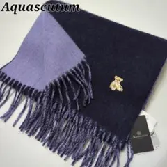 未使用品✨アクアスキュータム ダブルフェイスマフラー ワンポイントベア