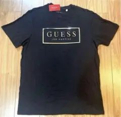 【GUESS】メンズTシャツ ゴールドロゴ（ブラック/Lサイズ） ゲス