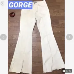 美シルエットGORGEゴージ　ハイウエスト　フレアデニム　スリット裾