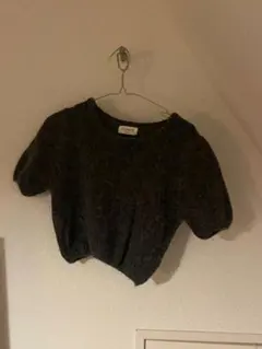 グレー 半袖ニットトップス