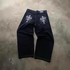 スカル デニム パンツ y2k punk archive メンズ