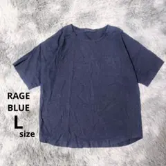 美品 RAGEBLUE 麻混ポケット付カットソー Lサイズ 紺色《古着》のサムネイル