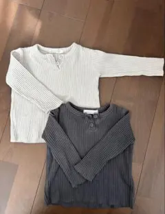 MONBEBE リブ編みTシャツ 2枚セット M