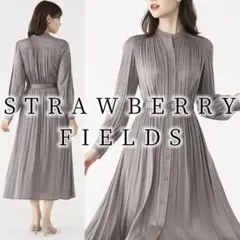 1美品　ストロベリーフィールズ　サテン　プリーツ　ロングワンピース　オケージョン