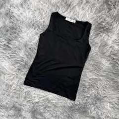 『ZARA』ザラ　タンクトップ　ノースリーブ　ストレッチ　シンプル　ブラック　M