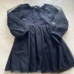 ブラックレース長袖ワンピース